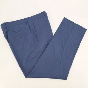 Aristo Stirling Men's 36x31 Blue Windowpane Plaid Wool Blend Dress Pants